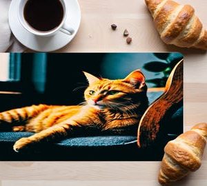 Tempered Glass Cutting Board Cat Resting Decorative Dishwasher Safe Made in USA
