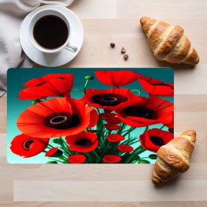 Tempered Glass Cutting Board Poppies Flowers Decorative Dishwasher Safe Made in USA