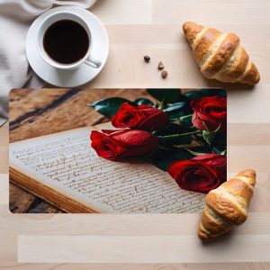 Tempered Glass Cutting Board Roses and Books Day Decorative Dishwasher Safe Made in USA