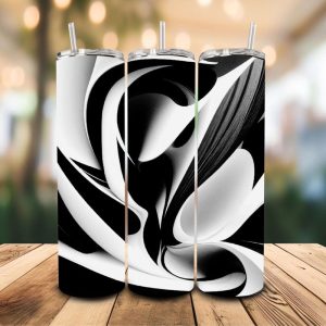 16 oz Tumbler Pure Black and White Stainless Steel Thermal Double Walled Vacuum Insulated