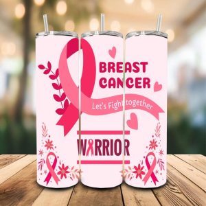 16 oz Tumbler Breast Cancer Warrior Stainless Steel Thermal Double Walled Vacuum Insulated Wedding Gift