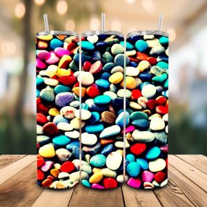 16 oz Tumbler Vibrant Pebbles Stainless Steel Thermal Double Walled Vacuum Insulated