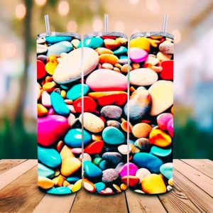 16 oz Tumbler Colorful Pebbles Stainless Steel Thermal Double Walled Vacuum Insulated