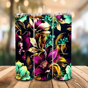 16 oz Tumbler Purple Orchids Stainless Steel Thermal Double Walled Vacuum Insulated Wedding Gift