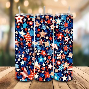 16 oz Tumbler Little Stars Home of the Brave Stainless Steel Thermal Double Walled Vacuum Insulated