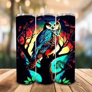16 oz Tumbler Owl on Branch Kids World Stainless Steel Thermal Double Walled Vacuum Insulated