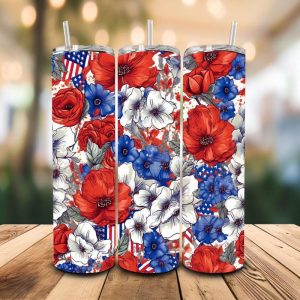 16 oz Tumbler Flag Arrangement Home of the Brave Stainless Steel Thermal Double Walled Vacuum Insulated