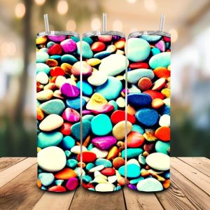 16 oz Tumbler Rainbow Pebbles Stainless Steel Thermal Double Walled Vacuum Insulated