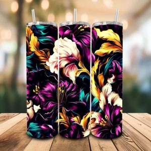 16 oz Tumbler Orchids Glow Stainless Steel Thermal Double Walled Vacuum Insulated Wedding Gift