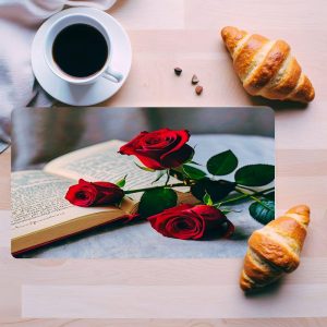 Tempered Glass Cutting Board Roses and Books Decorative Dishwasher Safe Made in USA