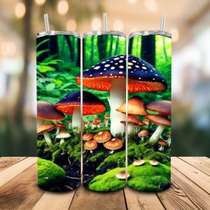 16 oz Tumbler Vibrant Mushrooms Kids World Stainless Steel Thermal Double Walled Vacuum Insulated