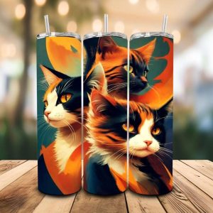 16 oz Tumbler Adorable Cats Kids World Stainless Steel Thermal Double Walled Vacuum Insulated
