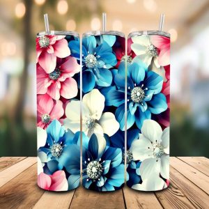 16 oz Tumbler Jewelry Flowers Stainless Steel Thermal Double Walled Vacuum Insulated Wedding Gift