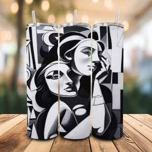 16 oz Tumbler Masked Woman Stainless Steel Thermal Double Walled Vacuum Insulated