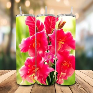 16 oz Tumbler Red Gladiolus Stainless Steel Thermal Double Walled Vacuum Insulated Wedding Gift