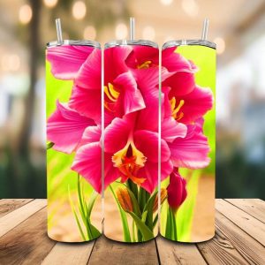 16 oz Tumbler Frail Gladiolus Stainless Steel Thermal Double Walled Vacuum Insulated Wedding Gift