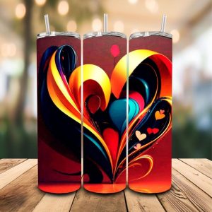 16 oz Tumbler Bold Love Hearts Stainless Steel Thermal Double Walled Vacuum Insulated Wedding Gift