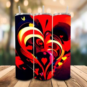 16 oz Tumbler Whimsical Heart Stainless Steel Thermal Double Walled Vacuum Insulated Wedding Gift