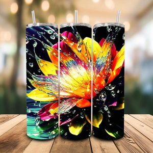 16 oz Tumbler Rainbow Lotus Stainless Steel Thermal Double Walled Vacuum Insulated Wedding Gift