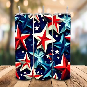 16 oz Tumbler Stars Flag Home of the Brave Stainless Steel Thermal Double Walled Vacuum Insulated