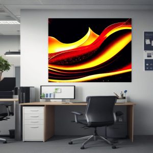 Wall Art Canvas Red and Gold Glitter Waves Abstract Artwork Design Vibrant Elegance Modern Decor Style