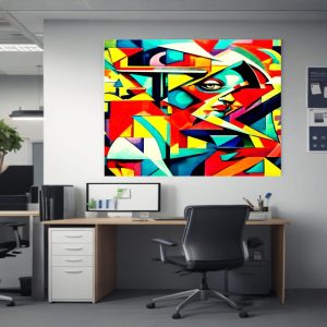 Wall Art Canvas the Face Picasso Cubism Abstract Rainbow Artwork Design Vibrant Elegance Modern Decor Style
