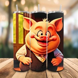 16 oz Tumbler Friendly Pork Kids World Stainless Steel Thermal Double Walled Vacuum Insulated