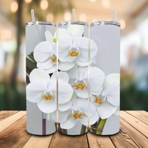 16 oz Tumbler Orchid Beauty Stainless Steel Thermal Double Walled Vacuum Insulated Wedding Gift