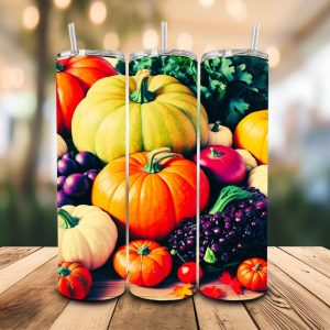 16 oz Tumbler Pumpkin Harvest Stainless Steel Thermal Double Walled Vacuum Insulated