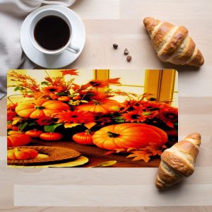 Tempered Glass Cutting Board Fall Pumpkin Decorative Dishwasher Safe Made in USA