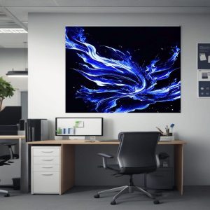 Wall Art Canvas Blue Flames Abstract Artwork Design Vibrant Elegance Modern Decor Style