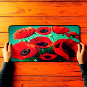 Office Desk Mat Vibrant Poppies Professional Pad Non-Slip Rubber Business Empower