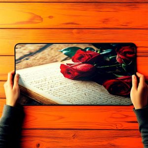 Office Desk Mat Roses and Books Professional Pad Non-Slip Rubber Business Empower