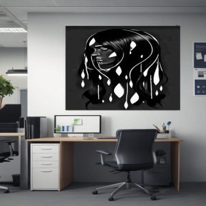 Wall Art Canvas Black and White Headshot Portrait Artwork Vibrant Elegance Modern Decor Style