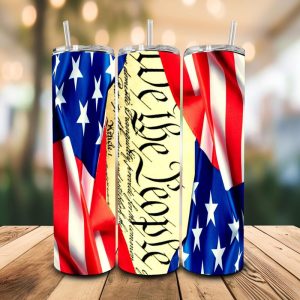 16 oz Tumbler We the People Home of the Brave Stainless Steel Thermal Double Walled Vacuum Insulated