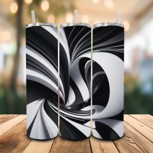 16 oz Tumbler Black and White Plan Stainless Steel Thermal Double Walled Vacuum Insulated