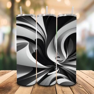 16 oz Tumbler Black and White Tip Stainless Steel Thermal Double Walled Vacuum Insulated