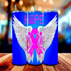 16 oz Tumbler Breast Cancer Awareness Stainless Steel Thermal Double Walled Vacuum Insulated Wedding Gift