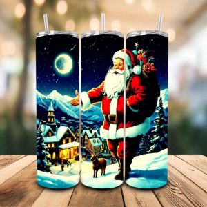16 oz Tumbler Santa Sees You Stainless Steel Thermal Double Walled Vacuum Insulated