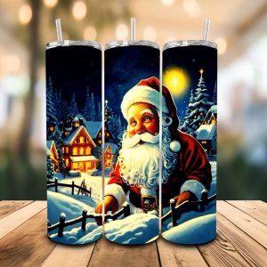 16 oz Tumbler Santa is Coming Stainless Steel Thermal Double Walled Vacuum Insulated