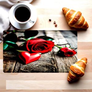 Tempered Glass Cutting Board Red Roses Decorative Dishwasher Safe Made in USA