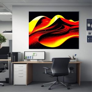 Wall Art Canvas Abstract Red and Yellow Modern Flames Artwork Design Vibrant Elegance Unique Decor Style