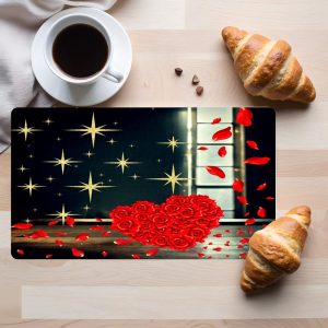 Tempered Glass Cutting Board Hearts and Roses Decorative Dishwasher Safe Made in USA