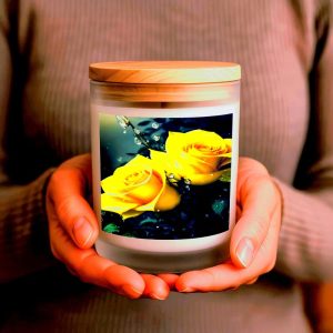11 oz Vegan Candle Fashion Yellow Roses Clean-Burning Coconut Apricot Wax Biodegradable Made in USA