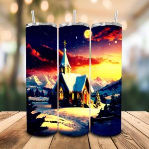 16 oz Tumbler Rustic Village Stainless Steel Thermal Double Walled Vacuum Insulated