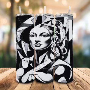 16 oz Tumbler Black and White Head Stainless Steel Thermal Double Walled Vacuum Insulated