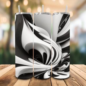 16 oz Tumbler Black and White Plan Stainless Steel Thermal Double Walled Vacuum Insulated