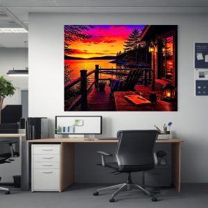 Wall Art Canvas Sunset on the Lake Vibrant Elegance Modern Decor Style